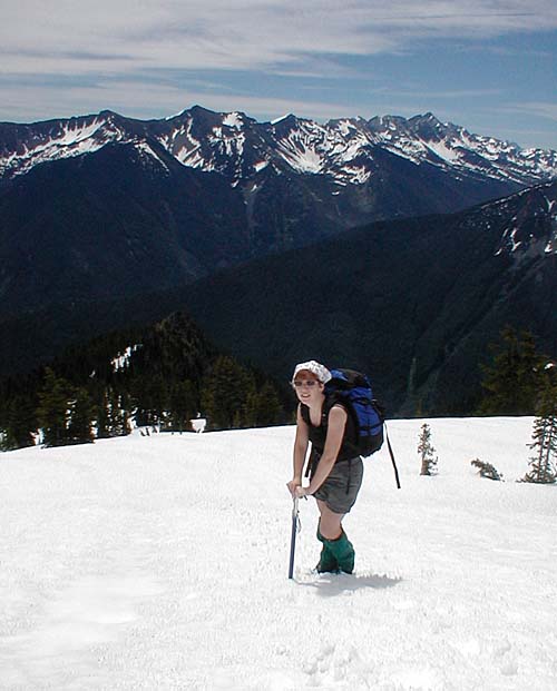 Patricia Hiking Up The Slope