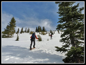 Trail Pair Climbing Ridge Of Norse Peak